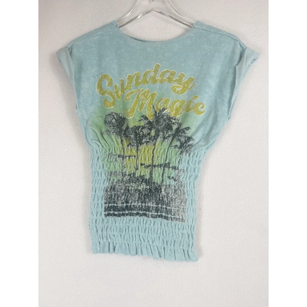 NWOT Free People Sadie Towel Terry Smocked Top XS $68 - Picture 2 of 3